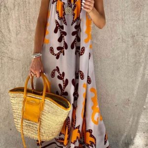 Printed Scoop Neck Maxi Cami Dress