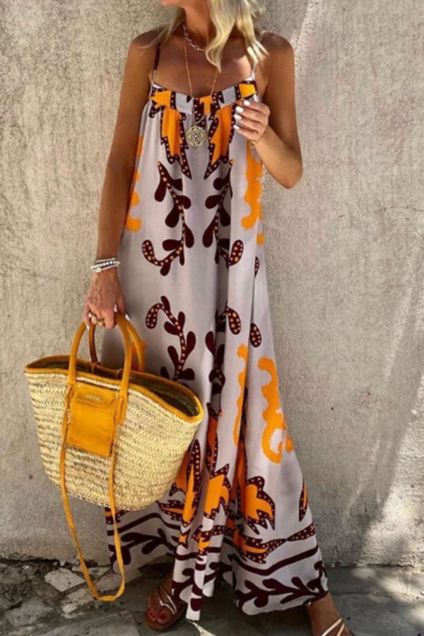 Printed Scoop Neck Maxi Cami Dress